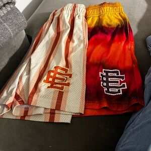 Eric Emanuel Men’s Athletic Shorts — Red/Orange Gradient & Cream/Orange Stripes